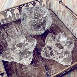 Vintage Kosta Boda Crystal Candle Holders (set of 3)